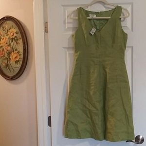 Talbots linen lime green dress